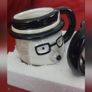 2 PCs Hedgehog Mug with Glasses and Hat Room Essentials Cozy Teacup